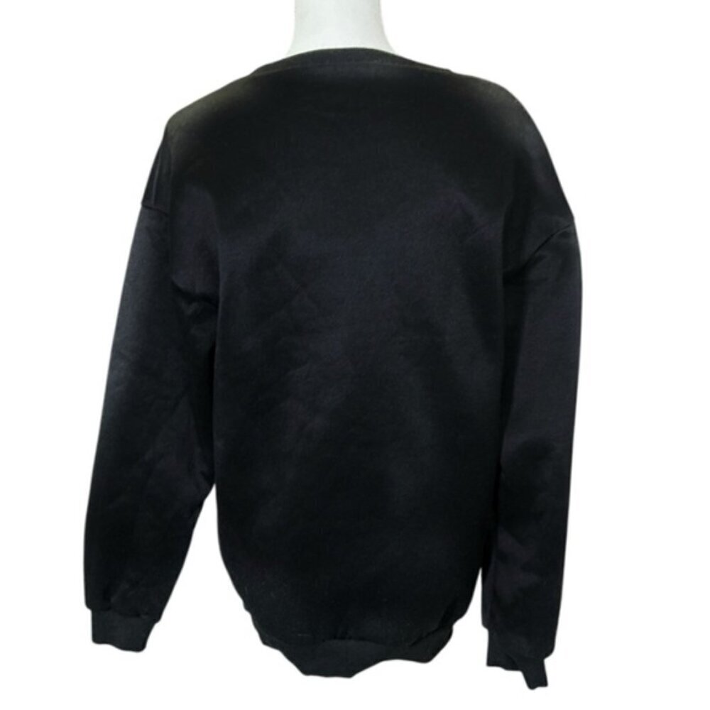 Detroit Sweatshirt Womens Crew Neck Fleece Lined Black Pink Medium Black Pink - Picture 8 of 14